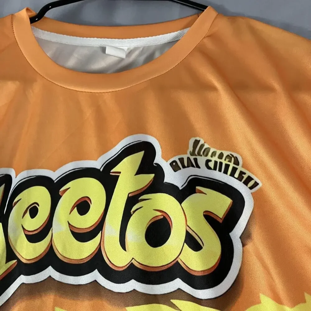 Cheetos Shirt Mens Medium Orange‎ Flamin' Hot Crunchy Graphic Allover Print